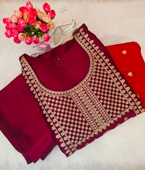 PREMIUM DARK WINE KURTI SET KS23